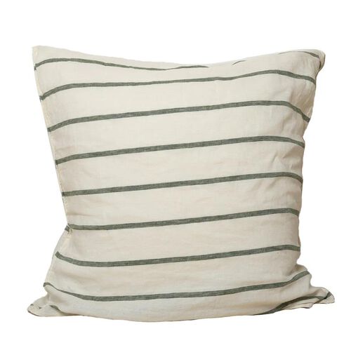Home Lab 100% French Flax Linen Euro Pillowcase - Lichen Stripe